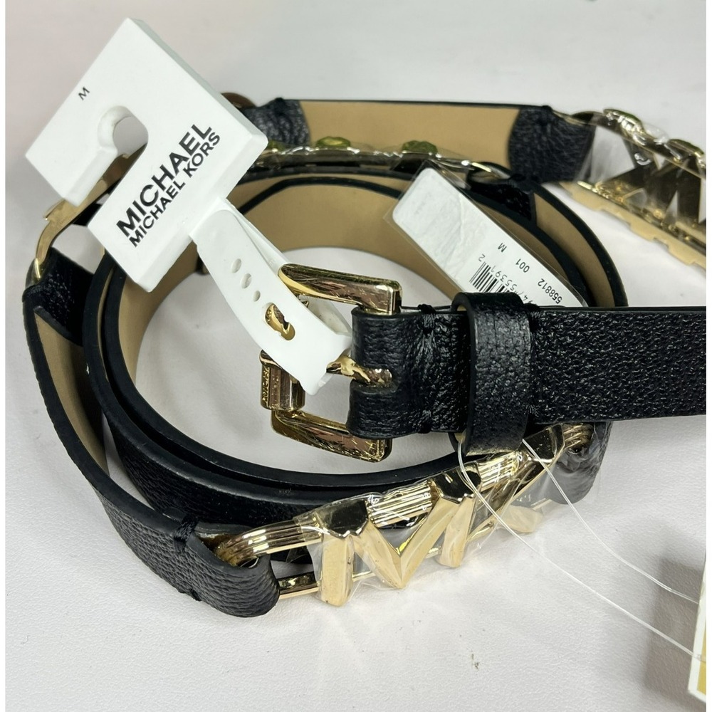 Michael Kors Women's 25mm Logo Station Black Belt Size Medium - NEW - Picture 7 of 8